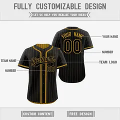 Black Old Gold Striped Reversible Baseball Jersey 3