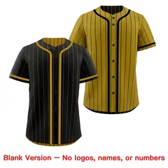 Black Old Gold Striped Reversible Baseball Jersey 9