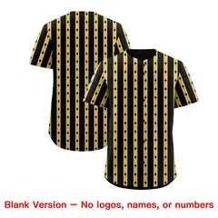 Black Old Gold Thick Striped Star Pattern Baseball Jersey 7