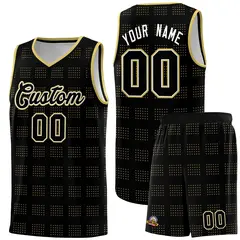 Black Old Gold Trailblazer Dot Pattern Basketball Jersey 1