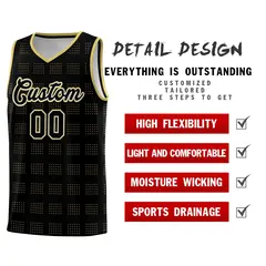 Black Old Gold Trailblazer Dot Pattern Basketball Jersey 2