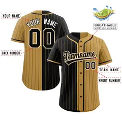 Black Old Gold Two-Tone Striped Baseball Jersey 2