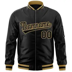 Black Old Gold Varsity Full-Zip Letterman Bomber Jacket 4