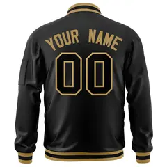 Black Old Gold Varsity Full-Zip Letterman Bomber Jacket 5