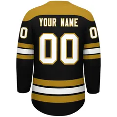 Black Old Gold White Classic Lace-Up Neck Hockey Jersey 4