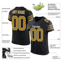 Black Old Gold-White Classic Mesh Authentic Football Jersey 2