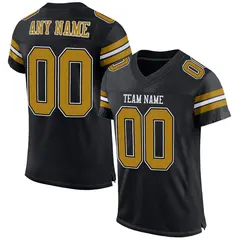 Black Old Gold-White Classic Mesh Authentic Football Jersey 1