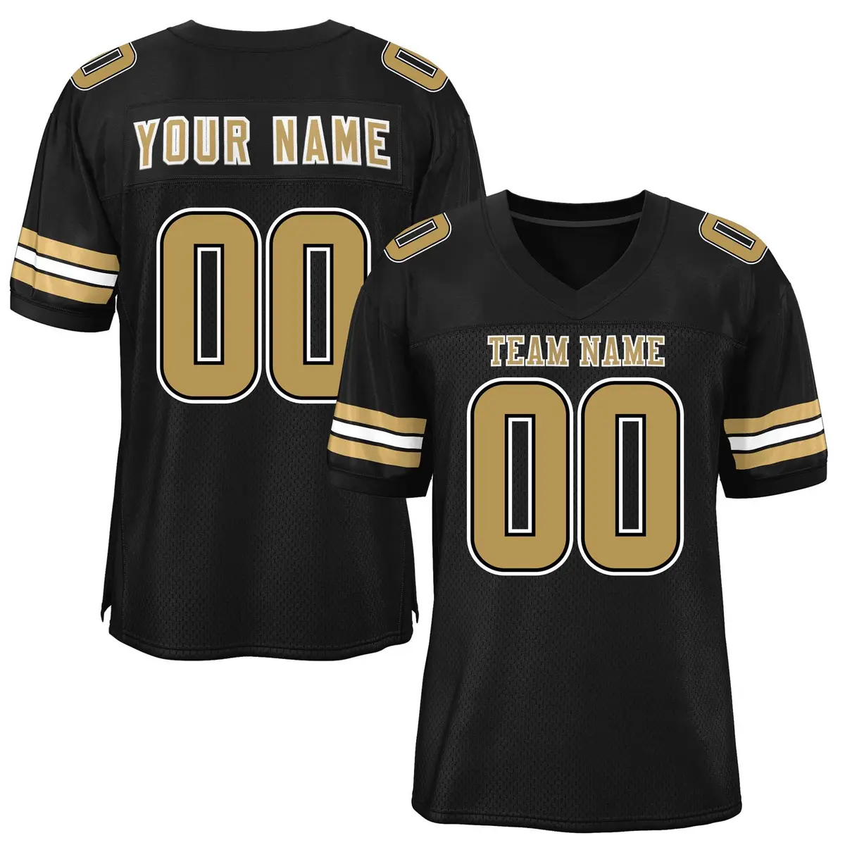 Black Old Gold-White Classic Mesh Authentic Football Jersey