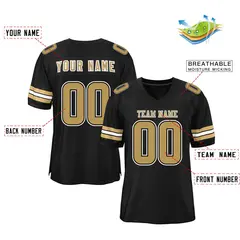 Black Old Gold-White Classic Mesh Authentic Football Jersey 2