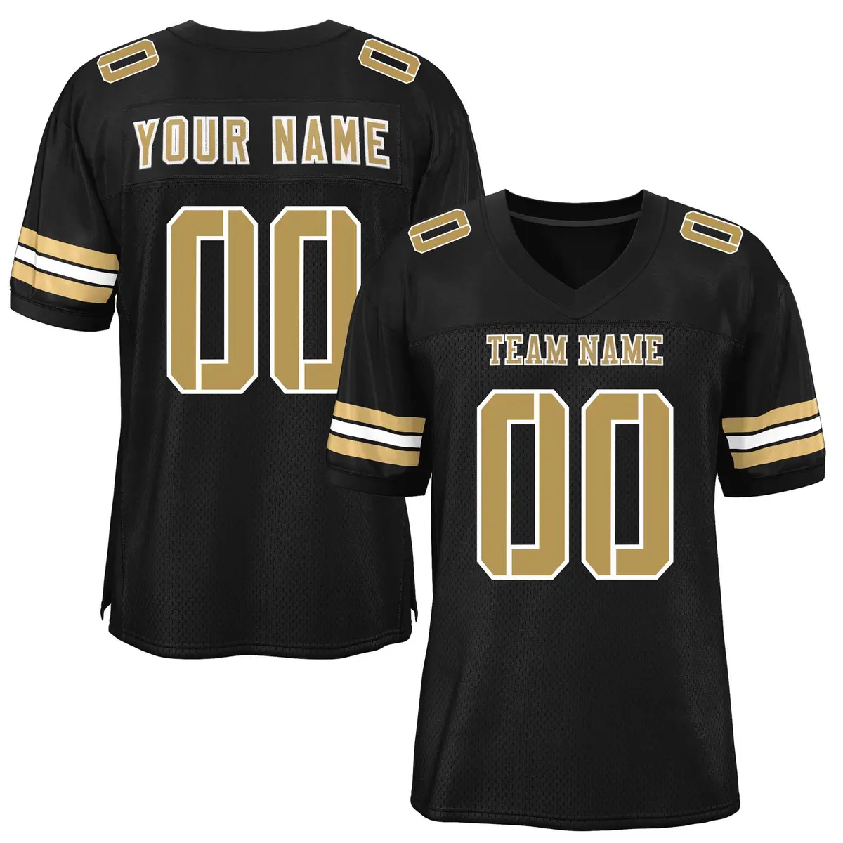 Black Old Gold-White Classic Mesh Authentic Football Jersey