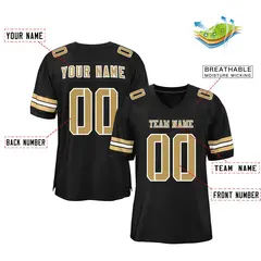 Black Old Gold-White Classic Mesh Authentic Football Jersey 2