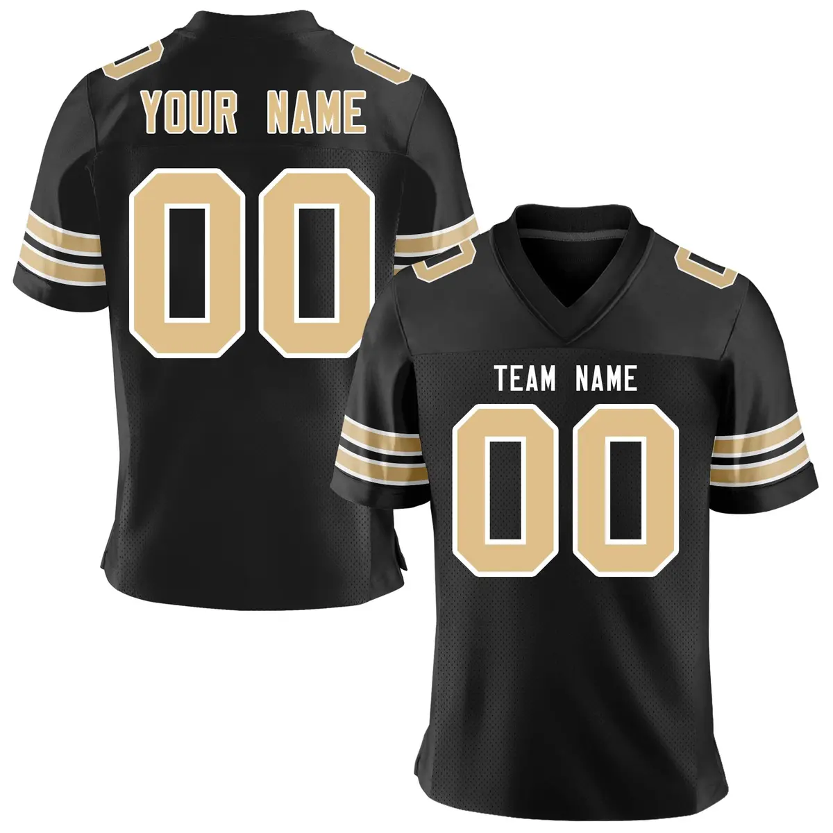 Black Old Gold-White Classic Mesh Football Jersey