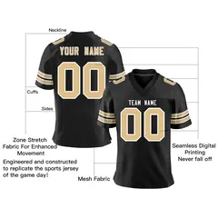 Black Old Gold-White Classic Mesh Football Jersey 2