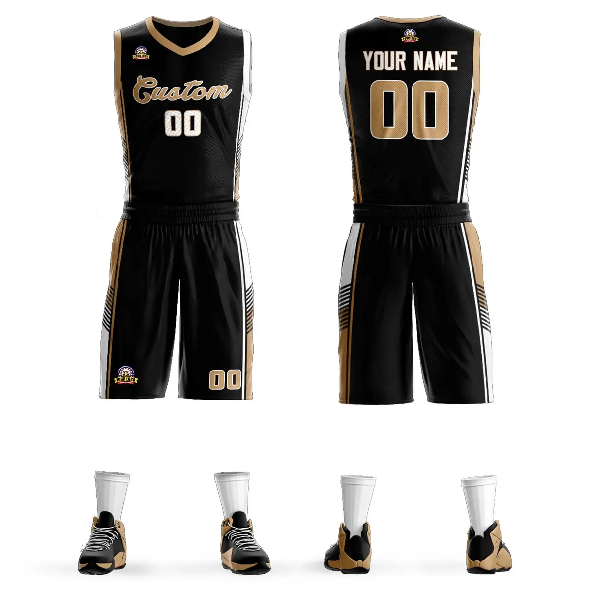 Black Old Gold-White Classic Sets Basketball Jersey
