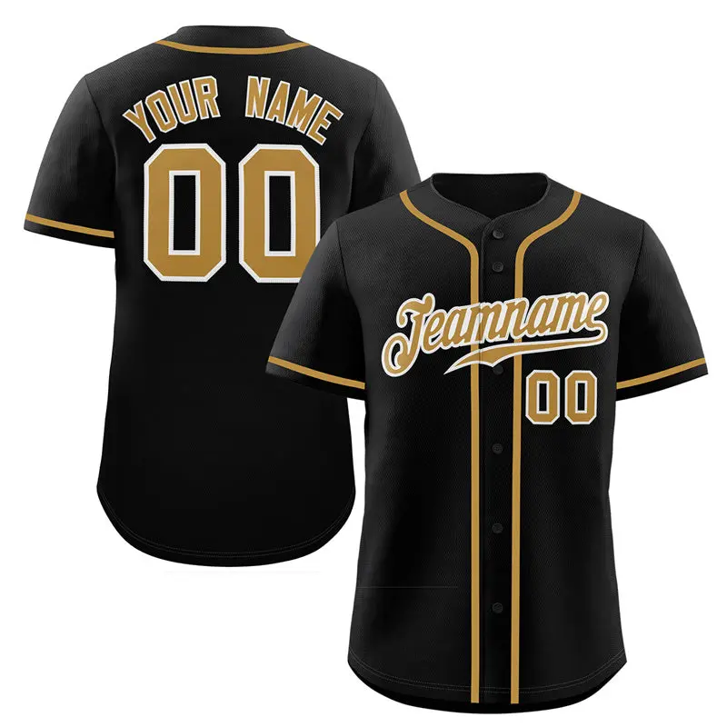 Black Old Gold-White Classic Style Baseball Jersey
