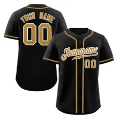 Black Old Gold-White Classic Style Baseball Jersey