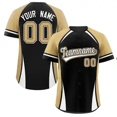 Black Old Gold-White Color Block Authentic Baseball Jersey