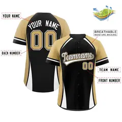 Black Old Gold-White Color Block Authentic Baseball Jersey 2