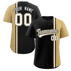 Black Old Gold-White Color Block Authentic Baseball Jersey