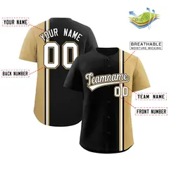 Black Old Gold-White Color Block Authentic Baseball Jersey 2