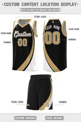 Black Old Gold-White Color Block Basketball Jersey 2