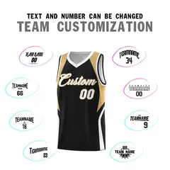Black Old Gold White Color Block Basketball Jersey 4