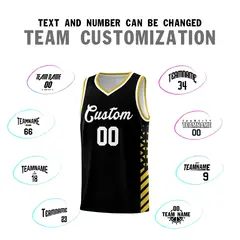 Black Old Gold White Diamond Stripe Side Basketball Jersey 4