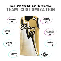 Black Old Gold White Gradient Lightning Stripe Reversible Basketball Jersey 4