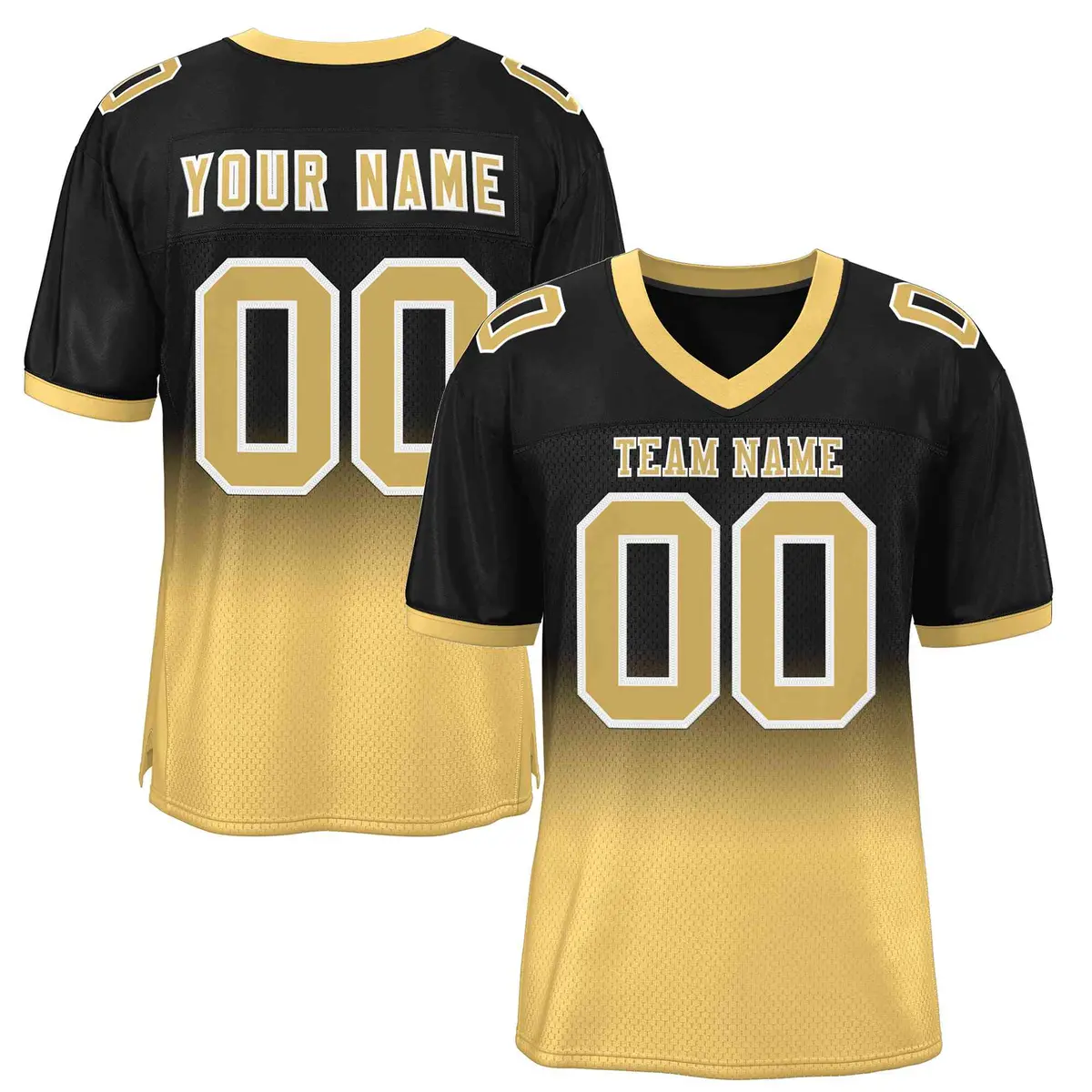 Black Old Gold-White Gradient Outdoor Football Jersey