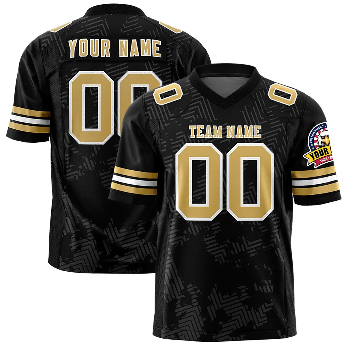 Black Old Gold-White Graffiti Line Authentic Football Jersey