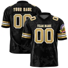 Black Old Gold-White Graffiti Line Authentic Football Jersey