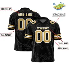 Black Old Gold-White Graffiti Line Authentic Football Jersey 2