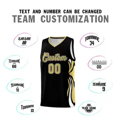 Black Old Gold-White Graffiti Side Curve Basketball Jersey Sets 4