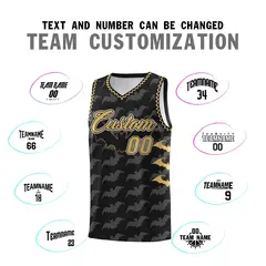 Black Old Gold White Halloween Bat Pattern Basketball Jersey 4