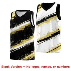 Black Old Gold White Reversible Basketball Jersey Stellar Strike Series 7