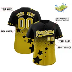 Black Old Gold White Rising Stars Gradient Baseball Jersey 2
