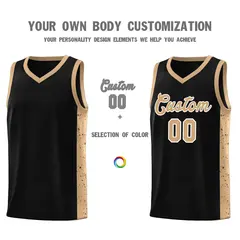 Black Old Gold White Side Splash Basketball Jersey 3