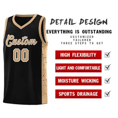 Black Old Gold White Side Splash Basketball Jersey 5