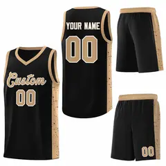 Black Old Gold White Side Splash Basketball Jersey 6