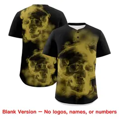 Black Old Gold White Skeleton Graffiti Baseball Jersey 8