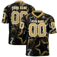 Black Old Gold-White Star Graffiti Authentic Football Jersey 1