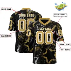 Black Old Gold-White Star Graffiti Authentic Football Jersey 2