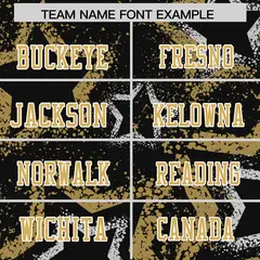 Black Old Gold-White Star Graffiti Authentic Football Jersey 3