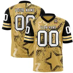 Black Old Gold White Star Pattern Authentic Football Jersey 1