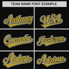 Black Old Gold White Star Series Lace-Up Neck Hockey Jersey 3