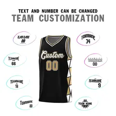 Black Old Gold White Triangle Splicing Basketball Jersey 3