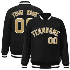 Black Old Gold-White Varsity Full-Snap Letterman Jacket 1