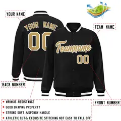 Black Old Gold-White Varsity Full-Snap Letterman Jacket 2