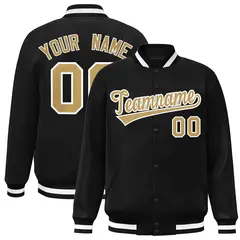 Black Old Gold-White Varsity Full-Snap Letterman Jacket 1