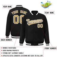 Black Old Gold-White Varsity Full-Snap Letterman Jacket 2
